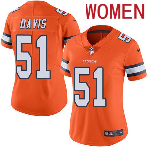 Women Denver Broncos #51 Todd Davis Orange Nike Rush Vapor Limited NFL Jersey->women nfl jersey->Women Jersey